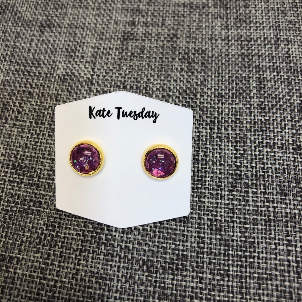 5/$20 Mini dark purple‎ round stud earrings